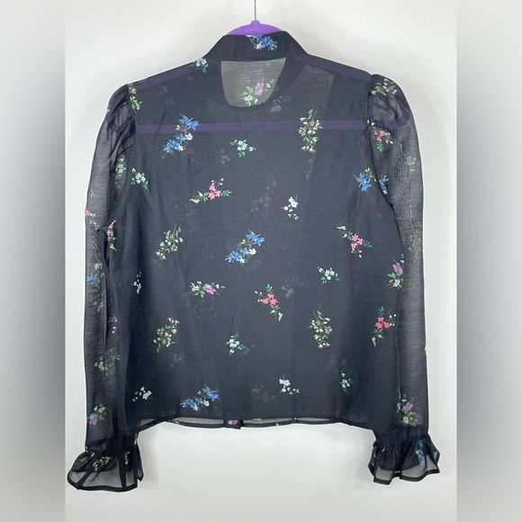 H&M Puffed Sleeve Ruffled Blouse - Black w/floral print - Picture 12 of 12